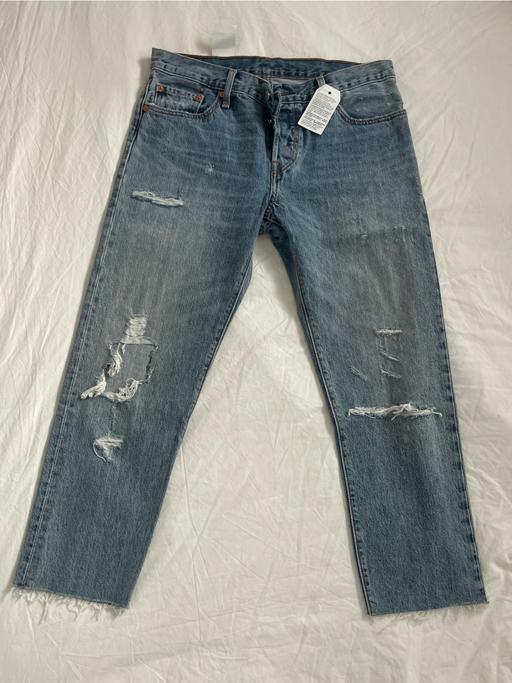 Levi's Skinny Ripped Blue Denim Jeans Cropped